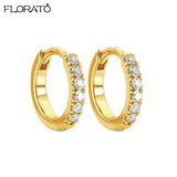 925 Sterling Silver Small Hoop Earrings Crystal Minimalist Jewelry