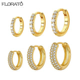 925 Sterling Silver Small Hoop Earrings Crystal Minimalist Jewelry