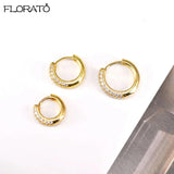 925 Sterling Silver Small Hoop Earrings Crystal Minimalist Jewelry