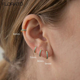 925 Sterling Silver Small Hoop Earrings Crystal Minimalist Jewelry