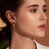 925 Silver Angel & Devil Pink CZ Heart Stud Earrings for Women