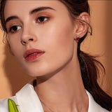 925 Silver Angel & Devil Pink CZ Heart Stud Earrings for Women