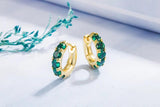 925 Silver Emerald Earrings Green Zircon Crystal Gift