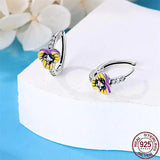 Ladybug Earrings Geometric Design 925 Silver
