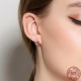 Ladybug Earrings Geometric Design 925 Silver