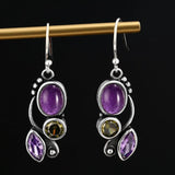 S925 Amethyst Drop Earrings for Women Wedding Engagement