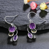 S925 Amethyst Drop Earrings for Women Wedding Engagement