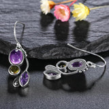 S925 Amethyst Drop Earrings for Women Wedding Engagement