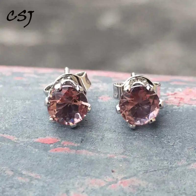 CSJ Zultanite Stud Earrings 925 Silver Fine Jewelry for Women Wedding Engagement