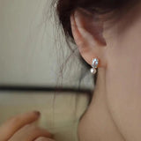 925 Silver Zircon Pearl Stud Earrings Women's Jewelry