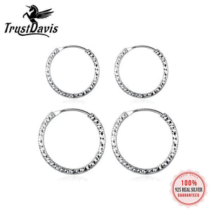TrustDavis 925 Silver Hoop Earrings for Women Girls DS3606