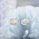 Opal Round Earrings 5mm Natural Gemstone Studs Birthstone Earrings