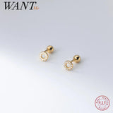 925 Silver Hollow Zircon Stud Earrings for Women