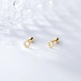 925 Silver Hollow Zircon Stud Earrings for Women