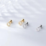 925 Silver Hollow Zircon Stud Earrings for Women