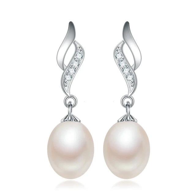 High Natural Pearl Long Drop Earrings 925 Sterling Silver Women Jewelry 5 Colors