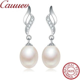 High Natural Pearl Long Drop Earrings 925 Sterling Silver Women Jewelry 5 Colors