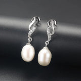 High Natural Pearl Long Drop Earrings 925 Sterling Silver Women Jewelry 5 Colors