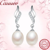 High Natural Pearl Long Drop Earrings 925 Sterling Silver Women Jewelry 5 Colors