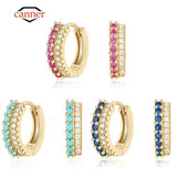 Colorful Zircon 925 Silver Hoop Earrings Women Girl Party Jewelry