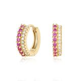 Colorful Zircon 925 Silver Hoop Earrings Women Girl Party Jewelry
