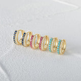Colorful Zircon 925 Silver Hoop Earrings Women Girl Party Jewelry