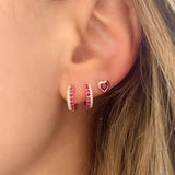 Colorful Zircon 925 Silver Hoop Earrings Women Girl Party Jewelry