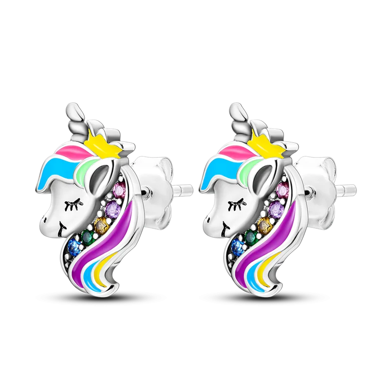 925 Sterling Silver Unicorn Stud Earrings for Little Girl