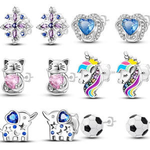 925 Sterling Silver Unicorn Stud Earrings for Little Girl