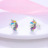 925 Sterling Silver Unicorn Stud Earrings for Little Girl
