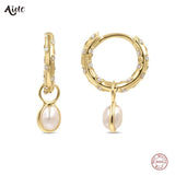 925 Silver Zircon Pave Setting Circle Drop Earrings