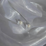 925 Silver Zircon Pearls Stud Earrings For Women Girls