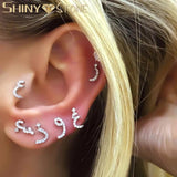 925 Silver Arabic Love Letter Stud Earrings with Cz Initial