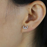 925 Silver Arabic Love Letter Stud Earrings with Cz Initial