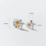 925 Silver Daisy Screw Beads Stud Earrings for Women