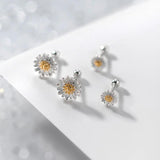 925 Silver Daisy Screw Beads Stud Earrings for Women