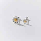 925 Silver Daisy Screw Beads Stud Earrings for Women