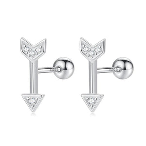 Davis 925 Silver Arrow CZ Stud Earrings For Women
