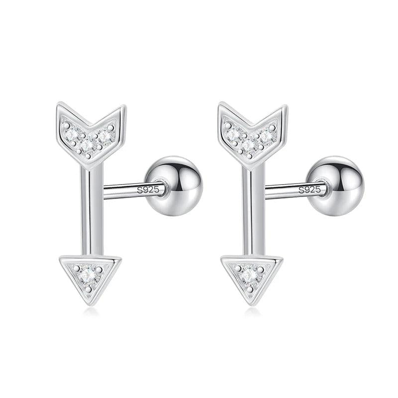 Davis 925 Silver Arrow CZ Stud Earrings For Women
