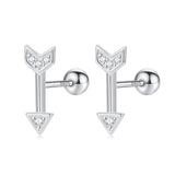 Davis 925 Silver Arrow CZ Stud Earrings For Women
