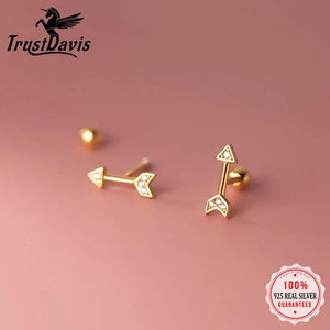 Davis 925 Silver Arrow CZ Stud Earrings For Women