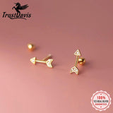 Davis 925 Silver Arrow CZ Stud Earrings For Women