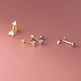 Davis 925 Silver Arrow CZ Stud Earrings For Women