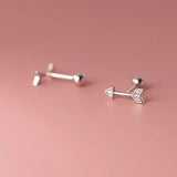 Davis 925 Silver Arrow CZ Stud Earrings For Women