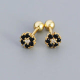 925 Silver Colorful Zircon Flower Stud Earrings Classic Fine Jewelry