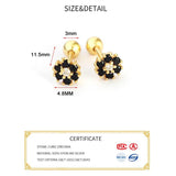 925 Silver Colorful Zircon Flower Stud Earrings Classic Fine Jewelry