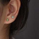 925 Silver Colorful Zircon Flower Stud Earrings Classic Fine Jewelry
