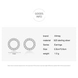 925 Silver Circle Zircon Stud Earrings, Elegant Gift