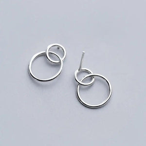 INZATT 925 Silver Round Stud Earrings Women Fine Jewelry