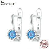 925 Silver Zircon Ear Buckles Women Fine Jewelry Wedding Stud Earrings